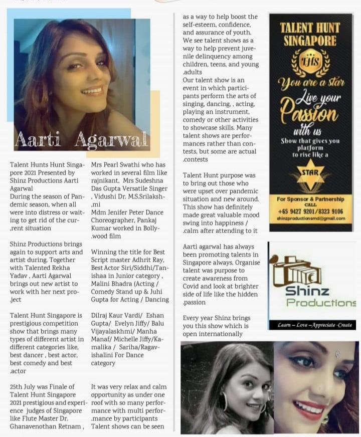 Newspaper coverage of Talent Hunt Singapore